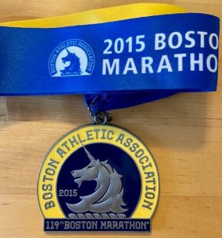 Rare 2015 119th Baa Boston Marathon Finisher Medal - Lelisa Desisa,  Caroline Rotich