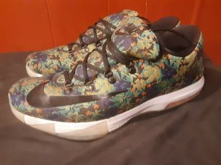 Nike Kd 6 Floral Size 14 Vintage Authentic Rare Green Basketball Shoes - Durant