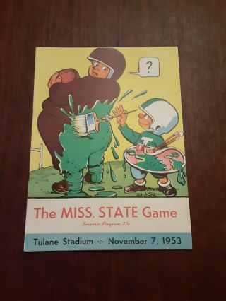 Rare Vintage 1953 Tulane Green Wave College Football Program Vs Miss State