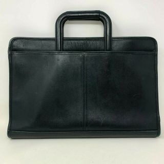 Coach Rare Vintage Black Leather Associate Briefcase 5203 3 Section Fully Lined