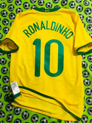 Rare Nike Brazil Brasil Home Soccer Football Jersey 2008 2009 Ronaldinho