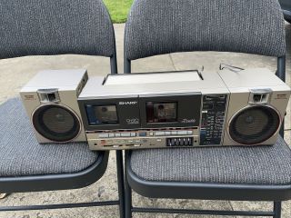Rare Vintage Sharp Qt - 90 Stereo Boombox Cassette Ghetto Blaster As - Is Repair
