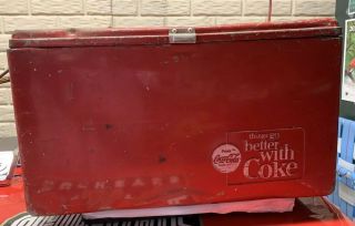 Rare Red 1950’s Vintage Coca Cola Cooler Progress Refrigerator Co.  Louisville Ky