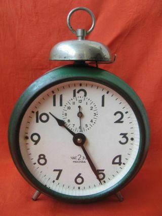Rare Old Vintage Soviet Alarm Clock 2nd Watch Factory Moscow Ussr 1954