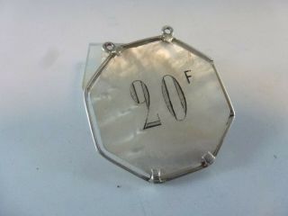 Rare Sterling Silver French Mother Of Pearl Casino Gaming Token Chip Pendant