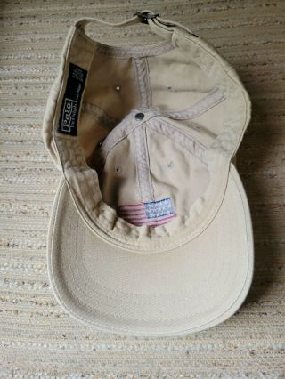VINTAGE Polo Ralph Lauren Strapback Hat.  Made in USA.  Stadium Khaki Flag.  RARE 3