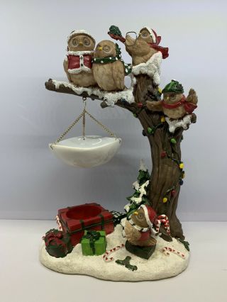 Rare Yankee Candle Christmas Hanging Tart Warmer Burner Owl Presents Tree Euc
