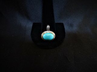 Konstantino Sterling Silver & 18k Gold Oval Turquoise Pendant.  " Extremely Rare "