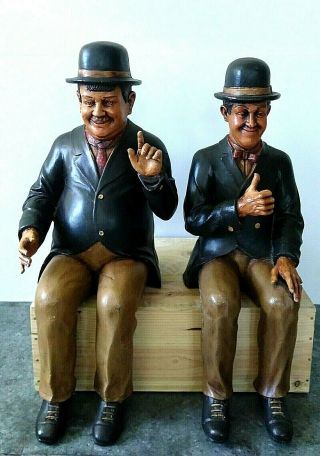Unique Rare Vintage Laurel & Hardy Statues Sitting Large 24 " H
