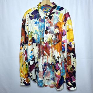 Robert Graham Dress Shirt 2xl Multi Color Abstract Watercolor Button Up Rare