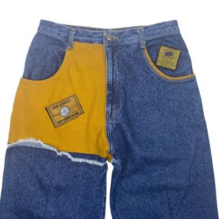 Vintage Gino Venucci Men ' s Distressed Patchwork Denim Jeans,  Size 32 Rare 2