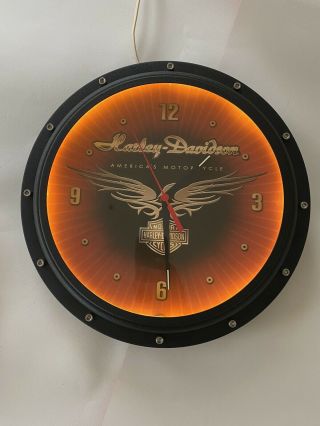 Harley Davidson 15” Neon Wall Clock Rare