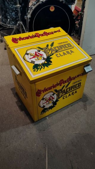 Rare Pacifico Clara Cerveza Beer Metal Cooler Ice Chest Man Cave Hard To Find
