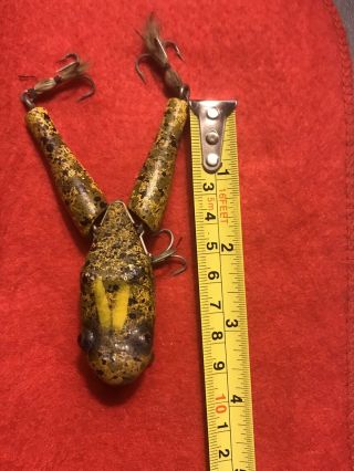 Vintage Antique Rare Large Musky Size Paw Paw Watta Wood Frog Fishing Lure