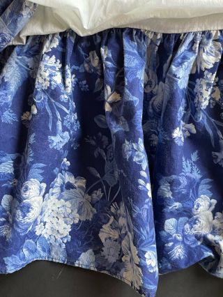 Rare Vintage Ralph Lauren Staffordshire Queen Blue Floral Bed Skirt Dust Ruffle