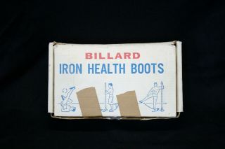 VINTAGE BILLARD CAST IRON HEALTH BOOTS SHOE WEIGHTS W/ RARE WORKOUT INSTRUCTION 2