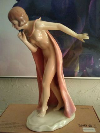 Rare Art Deco 1932 ' s Karl Ens Semi Nude Lady Figurine - Made in Germany 7.  5 
