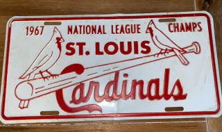 Rare 1967 St.  Louis Cardinals National League Champs License Plate Mlb Baseball