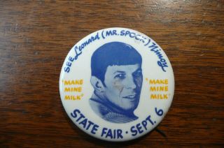 Vintage & Rare 1960s Mr.  Spock Old Star Trek Pin Pinback Button 2 "
