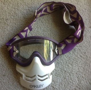 Rare Vintage Oakley Motocross Goggles Mask White/purple