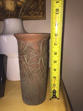 Peters And Reed Moss Aztec Daisy Vase Antique C.  1915 Rare Ec 8” Signed Ferrell