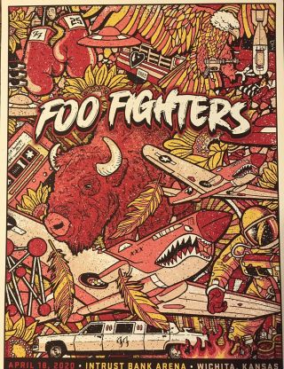 Foo Fighters Rare Concert Poster Wichita Kansas 2020 92/175