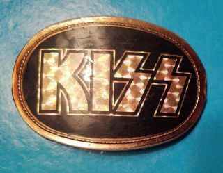 Kiss Belt Buckle Stamped 1977 Pacifica Mfg. ,  Rare W/ Sales Label