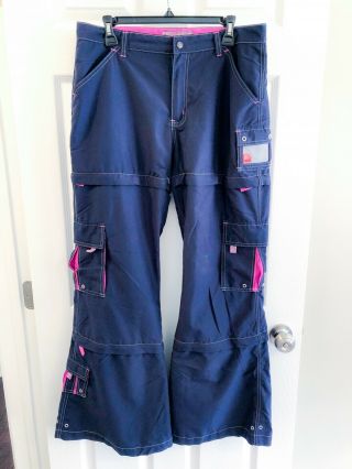 Macgirl Pants Vintage Baggy Blue And Pink Skater Rave Size 13 Wide Leg Rare Euc