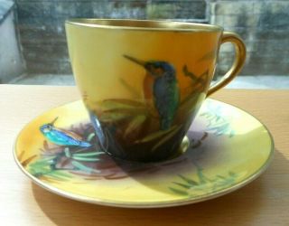 Royal Doulton - Very Rare Cup And Saucer Hand Painted By Reg Johnson Kingfisher