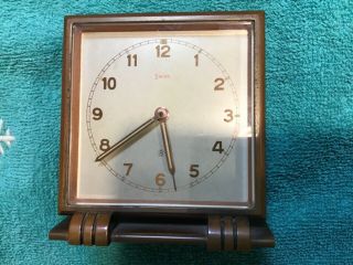 Vintage Swiza Mid Century 8 Day Alarm Travel Clock Swiss Made Rare Copper Case