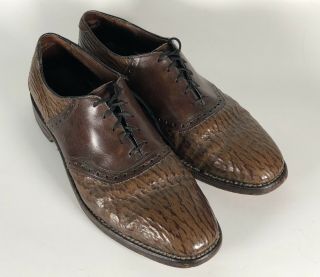 Allen Edmonds Rare Brown Wrinkled Leather Sharkskin Dress Oxfords Shoes 11b