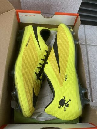 Nike Men Rare Hypervenom Phantom Fg 599843 700 Yellow Black Cleats Boot Size 7.  5