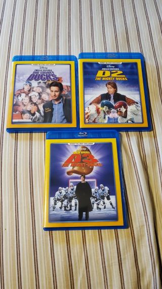 The Mighty Ducks Trilogy 1 2 3 Blu - Ray Disney Movie Club - Rare,  Rewards Open