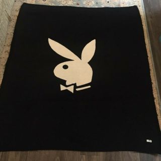 2002 Playboy Bunny Black & White Throw Blanket 50 " Wide X 60 " Long Rare
