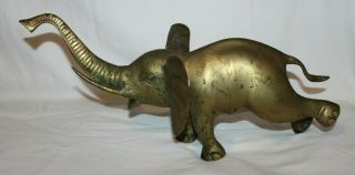 Vintage 9.  5 " Tall X 19 " Long Brass Large African Elephant Statue Rare Unique