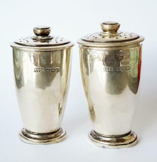 Rare Antique Scottish Sterling Silver Salt And Pepper Shaker Pots Scotland