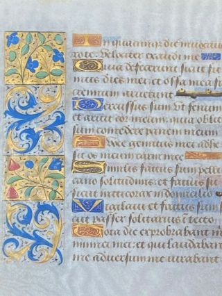 RARE Framed Illuminated Medieval Manuscript Vellum BOH Leaf w/ Gold,  c.  1490 2