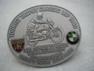 Rare German Bmw Tourist Trophy - Isle Of Man Georg Meier 1989 Motorcycle Badge