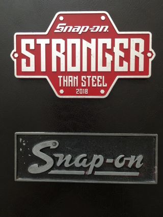 Vintage Snap On Tool Box Emblem Toolbox Badge Name Plate (1) & Rare Red One