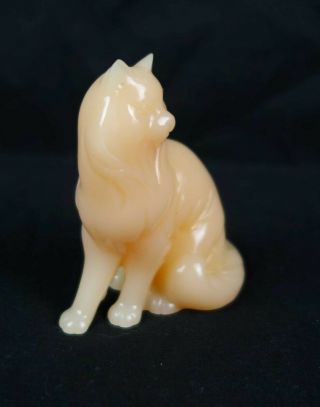 HTF RARE Vintage Franklin Pink Alabaster Cat Curio Cabinet Figurine 2