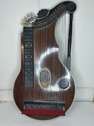 Antique Rare German Zither Guitar Harp 36 Strings Konrad Weidlich Germany