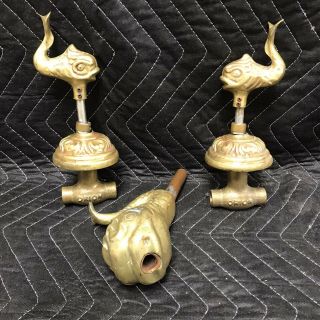 Vintage Bathroom Hardware Faucets And Spigot Brass Fish Very Rare Old Stock 2