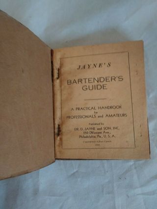 Vintage Dr.  Jayne Bartender ' s Guide 1934 Red Jay Rare Mixology Book Bar Ephemera 3