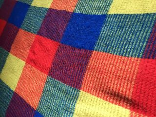 Vtg Tennessee Woolen Mills Acrylic Rainbow Plaid Blanket Colorful Rare 2