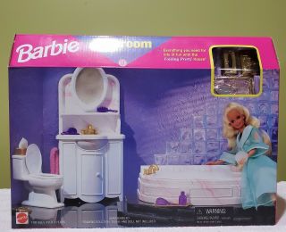 Vtg.  1996 Barbie Folding Pretty Pink Marbled Bathroom 67555 - 91 Rare Htf