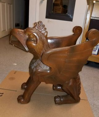 Griffin.  Wood Sculpture Antique.  Wood Carving From Baguio.  Philippines.  Rare