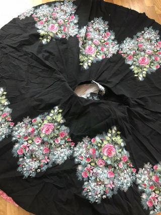 Rare Vtg 40’s 50 Novelty Printed Pink Roses Butterfly Skirt Satin Edge Net Lace