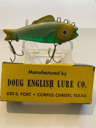 Vintage Fishing Lure Doug English Plugging Shorty Minnow In Rare Box Bingo Era
