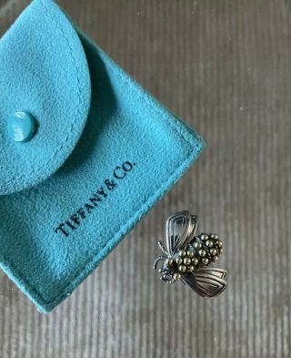 Tiffany & Co Rare Vintage Bumble Bee Sterling & 18kt Pin Brooch