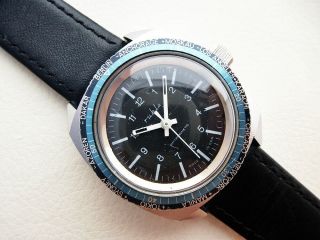 RARE BLACK GERMAN RUHLA DIVER WORLD TIME VINTAGE WRISTWATCH FROM 1970 ' S 2